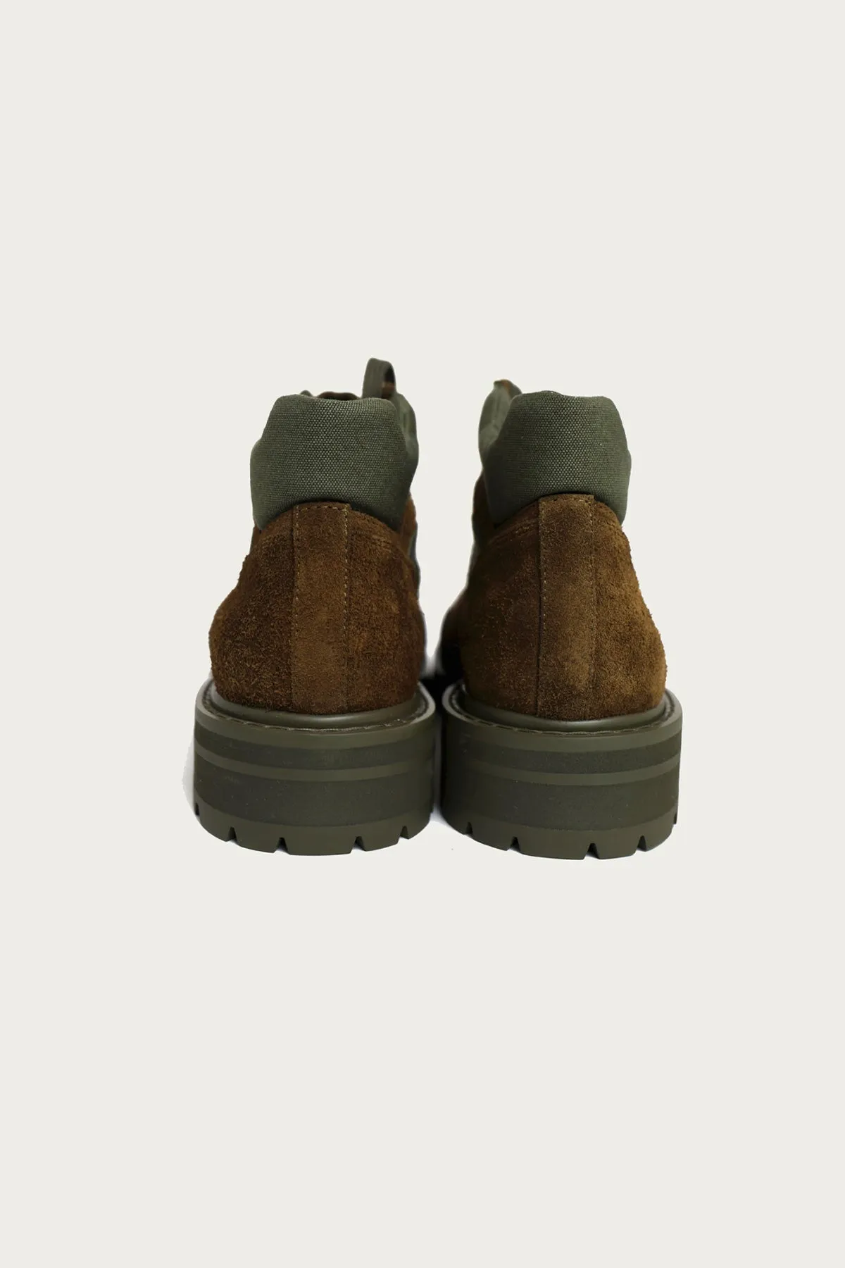 Green Suede Combat Boot - Brown/Green