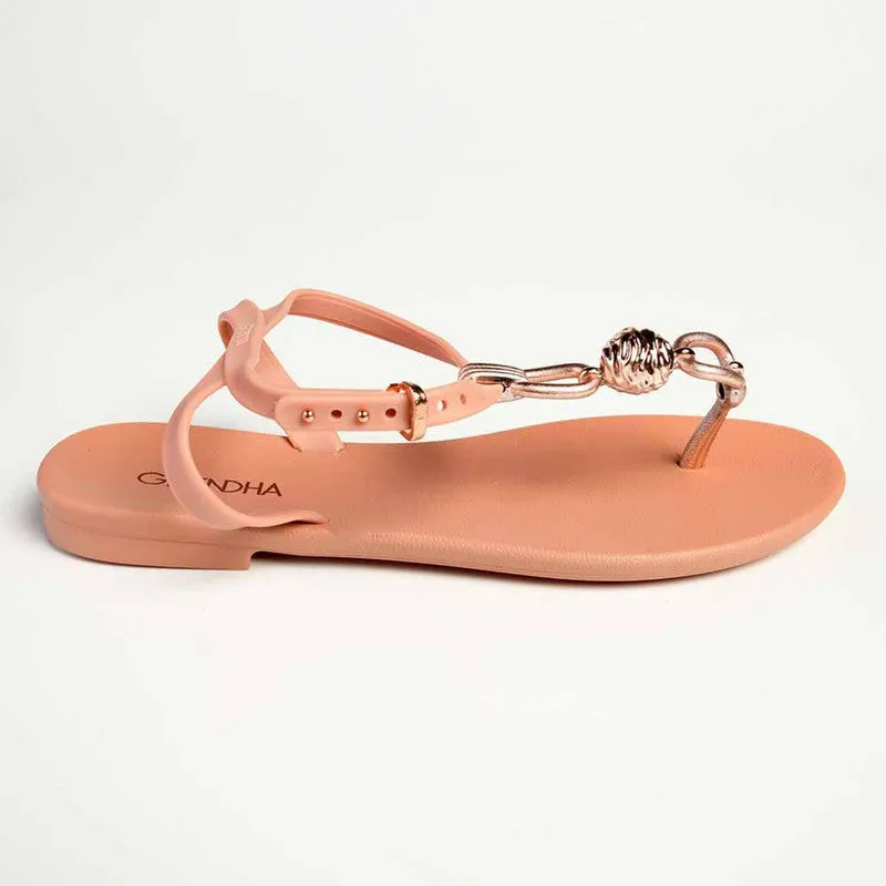 Grendha Slingback Sandals with Metal Trim - Nude