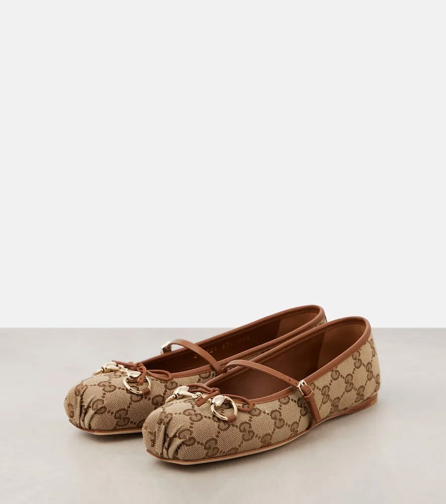 Gucci Gucci Horsebit GG Canvas ballet flats
