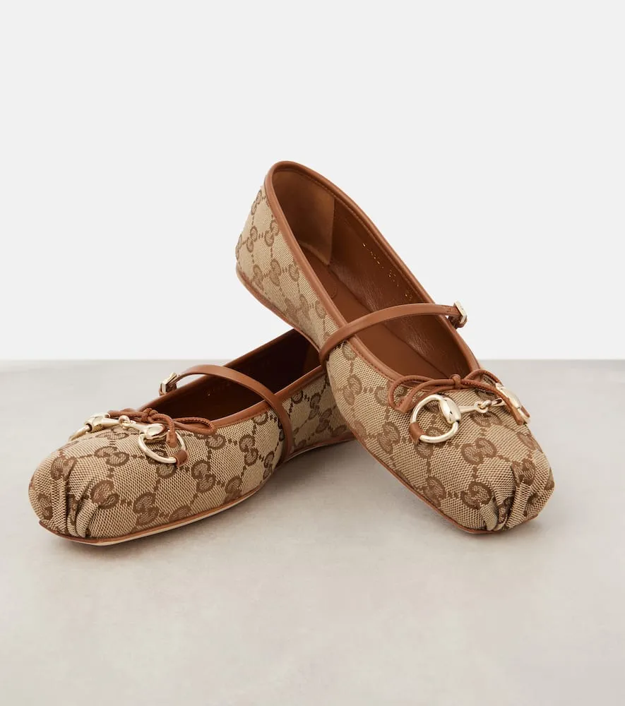 Gucci Gucci Horsebit GG Canvas ballet flats