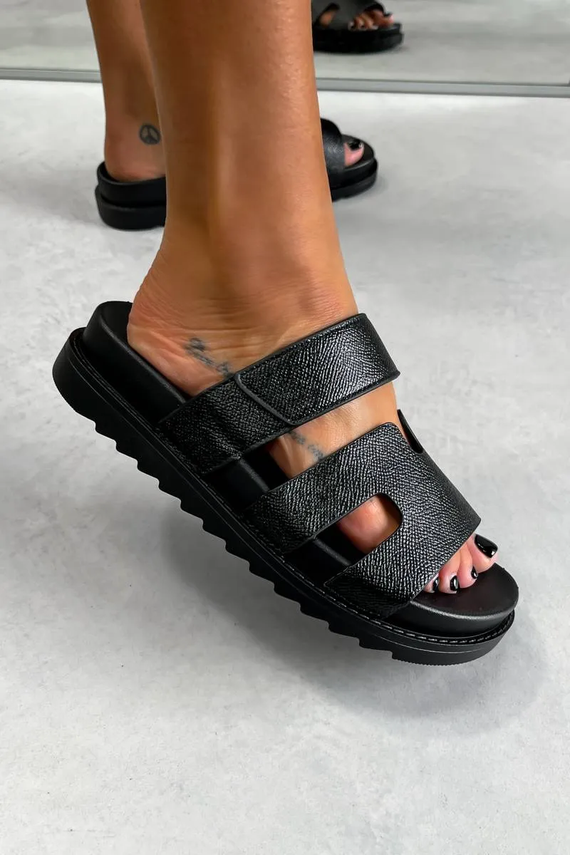HALLIE Gladiator Strap Sandal - Black