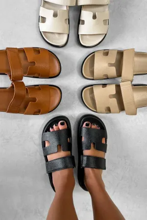 HALLIE Gladiator Strap Sandal - Black