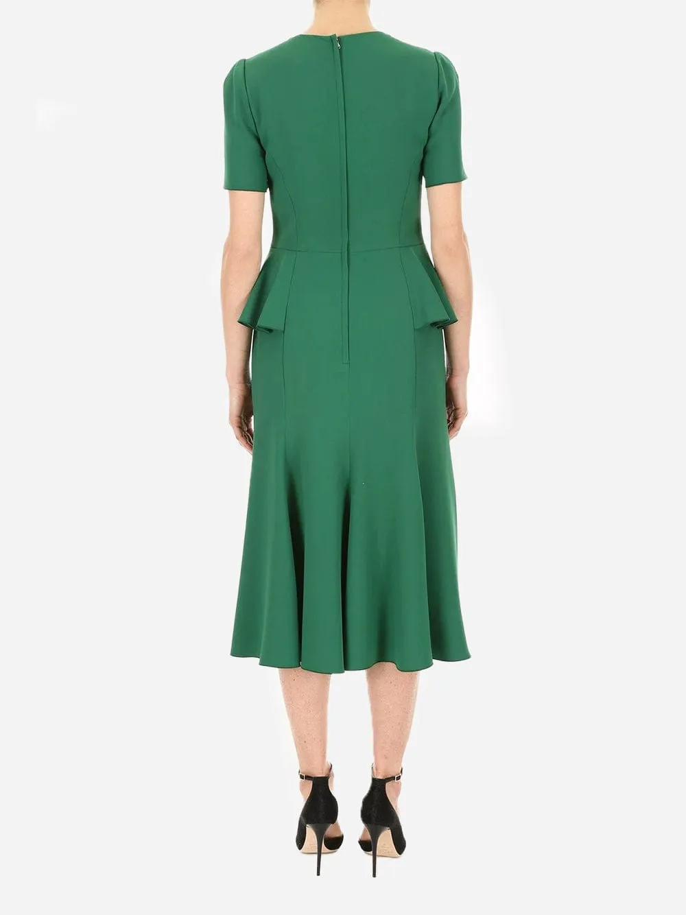 Heart-Embellished Round-Neck Peplum Dress