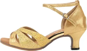 Heels for Women 2025 Latin Dance Shoes Heeled Ballroom Tango Party Sequin Dance Shoes Wedding Formal Sandals