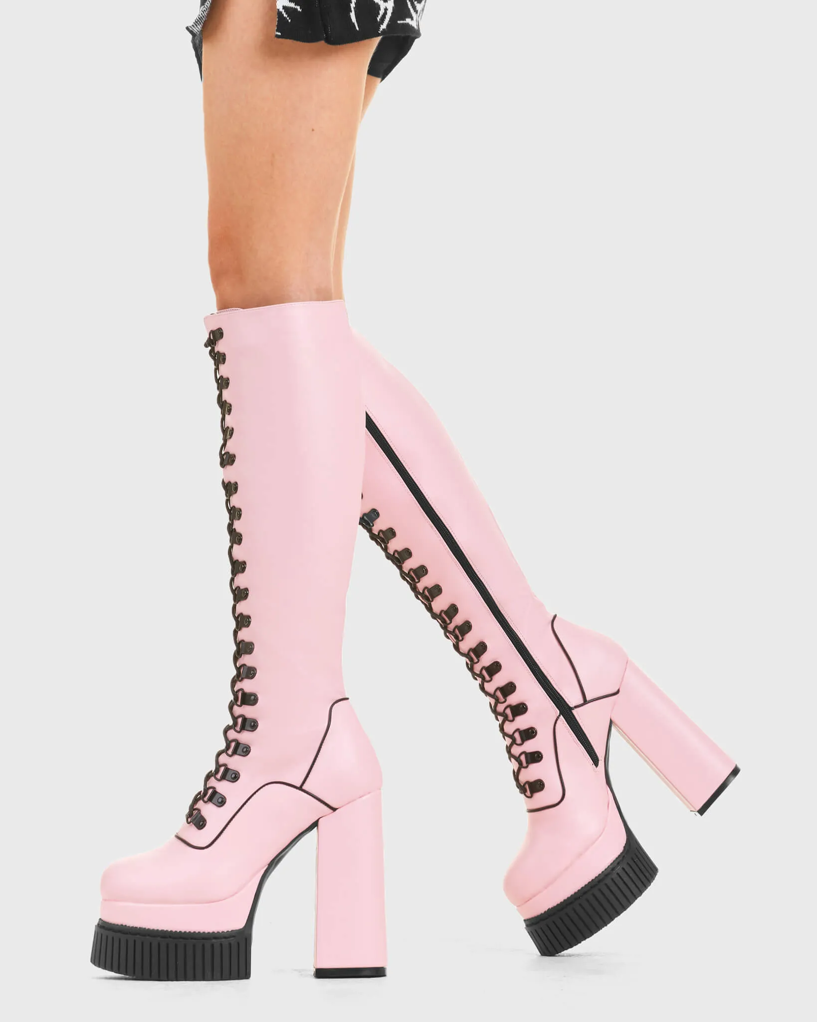 Hidden Agenda Creeper Platform Knee High Boots