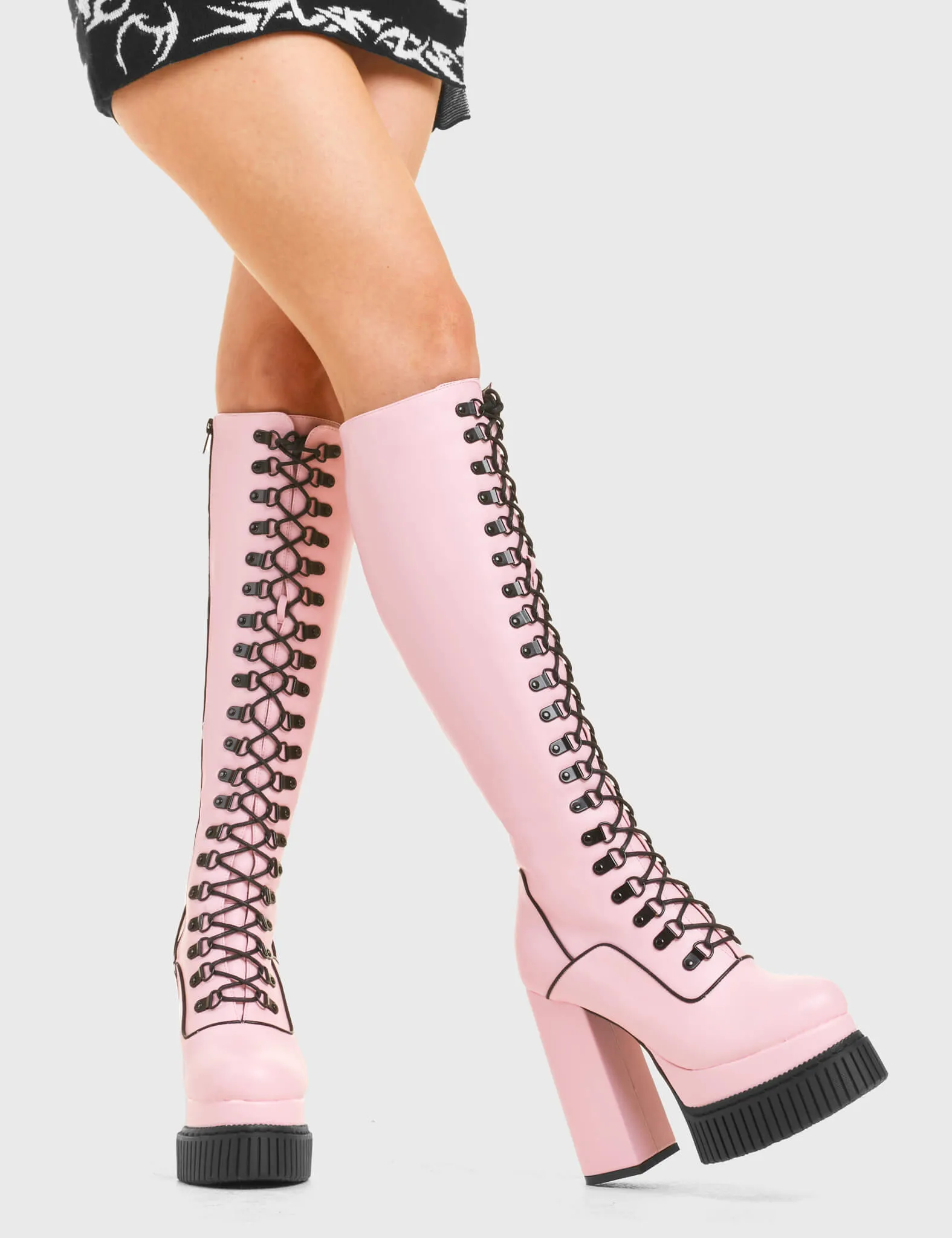 Hidden Agenda Creeper Platform Knee High Boots