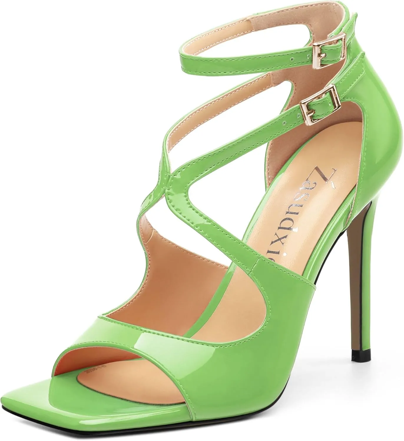 High Heels for Women, Women's Stiletto Heels Cross Strappy Square Open Toe Sexy Sandals Ankle Strap Buckle High Heels Fashion Dress Prom Sandals