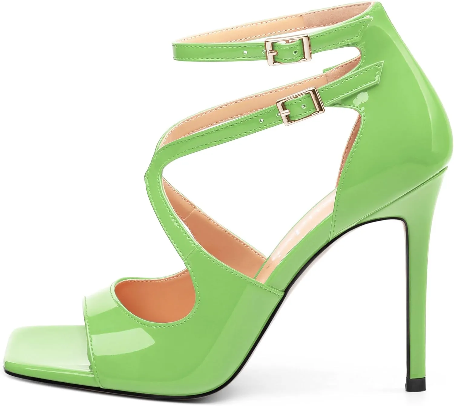 High Heels for Women, Women's Stiletto Heels Cross Strappy Square Open Toe Sexy Sandals Ankle Strap Buckle High Heels Fashion Dress Prom Sandals
