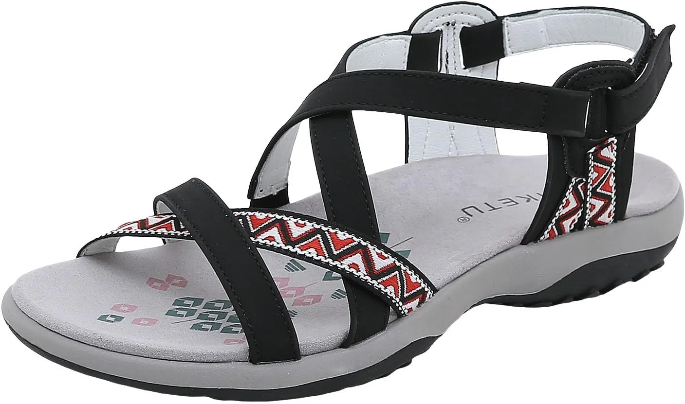 Hiking Sandals for Womens Comfortable Walking Athletic Sandals With Adjustable Hooks Straps for Beach Vacation