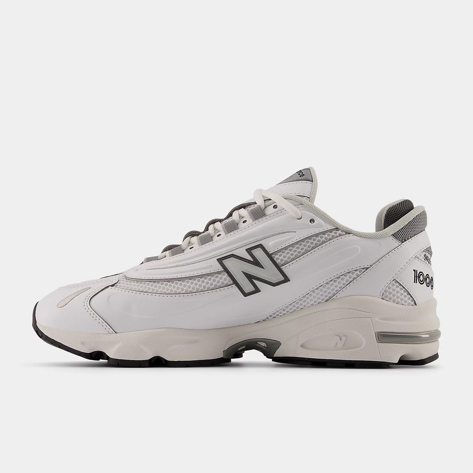 Slip   On Design Tension Free Lacing New Balance 1000 'White/Slate Grey'