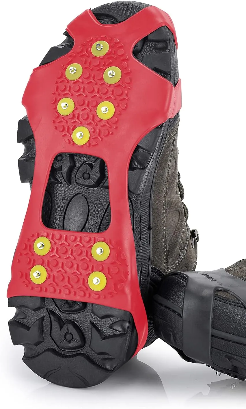 Ice CleatsSnow Ice Traction Shoe Boot Cleats Anti Slip 10-Studs Silicone Rubber Crampons for Footwear