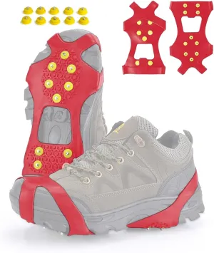 Ice CleatsSnow Ice Traction Shoe Boot Cleats Anti Slip 10-Studs Silicone Rubber Crampons for Footwear