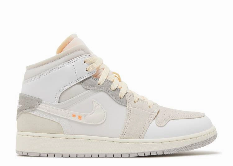 Impact Resistant Toe Cap Jordan 1 Mid SE Craft Inside Out White Grey (GS)