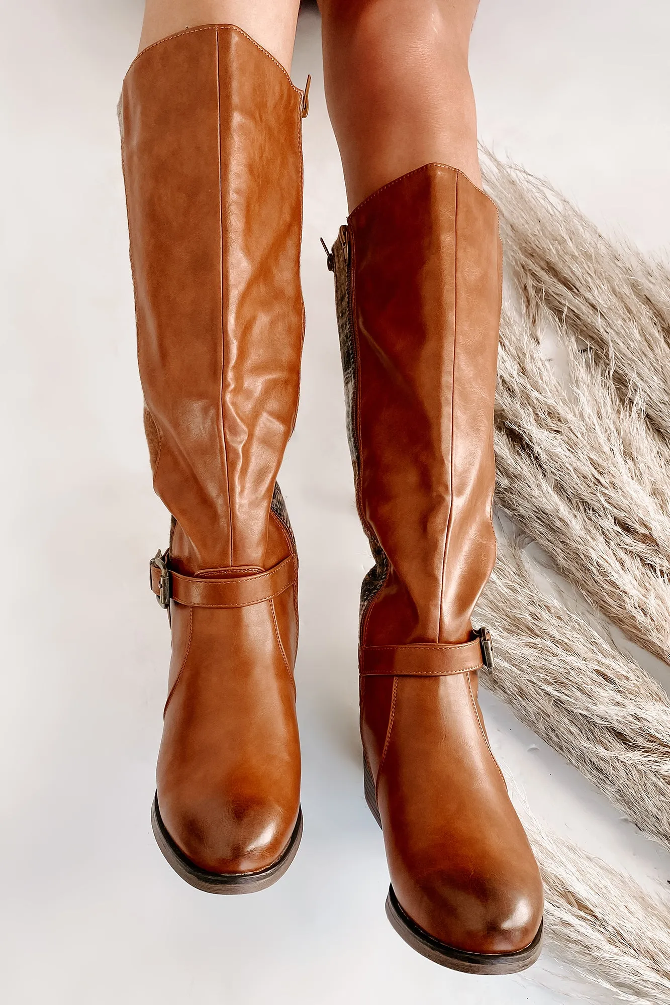 IMPERFECT Master Of The Hunt Plaid Knee High Boots (Tan)