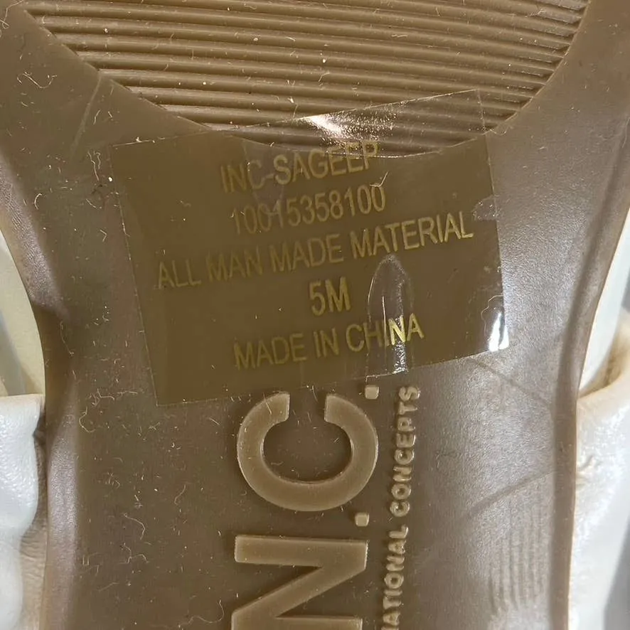 INC INTERNATIONAL CONCEPTS Women's White Smooth Sagee Thong Dress Sandals SZ 5