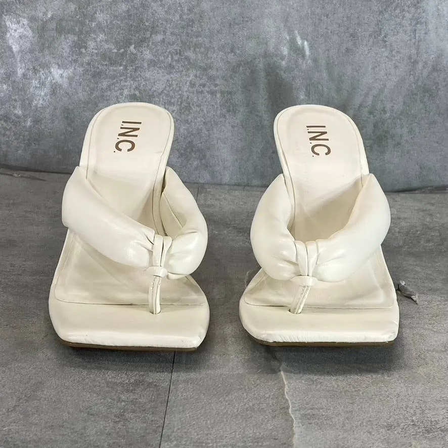 INC INTERNATIONAL CONCEPTS Women's White Smooth Sagee Thong Dress Sandals SZ 5
