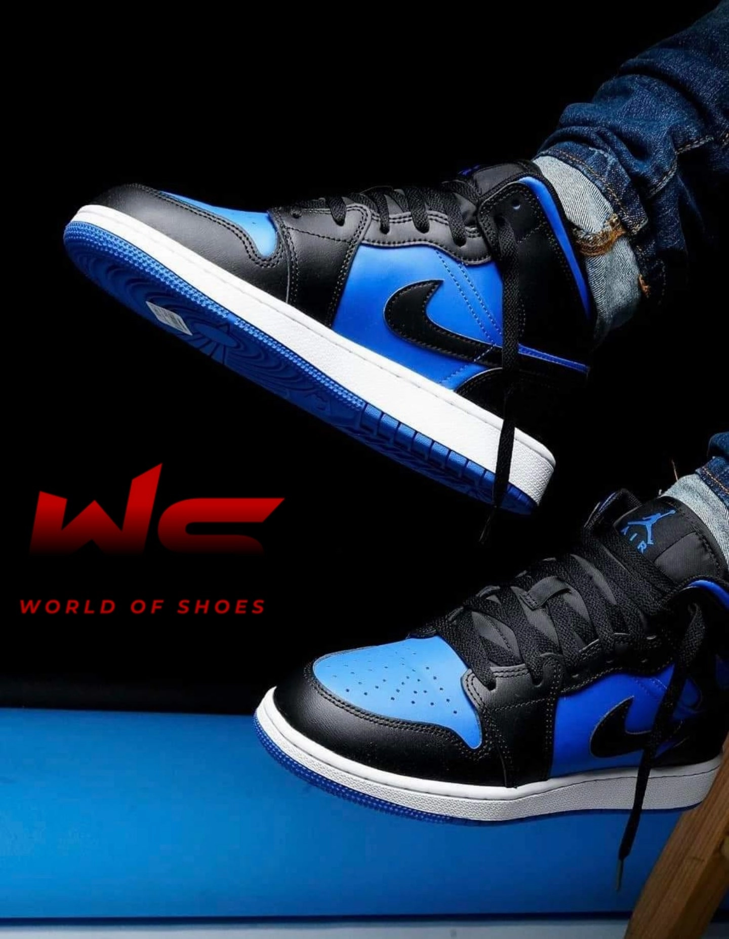 Light Step Long   Lasting Quality Jordan 1 Mid Black Royal Blue