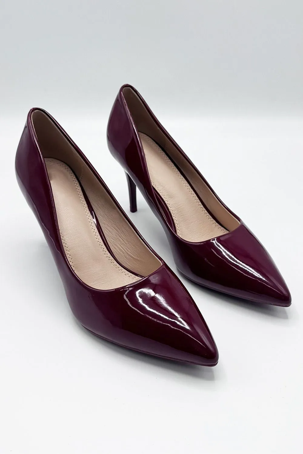 Ingrid Pointed Toe Court Heels in Wine