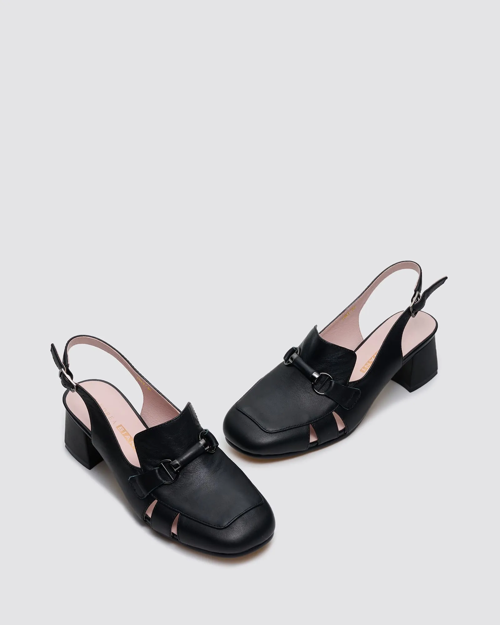 INKY SLINGBACK HEELS BLACK LEATHER