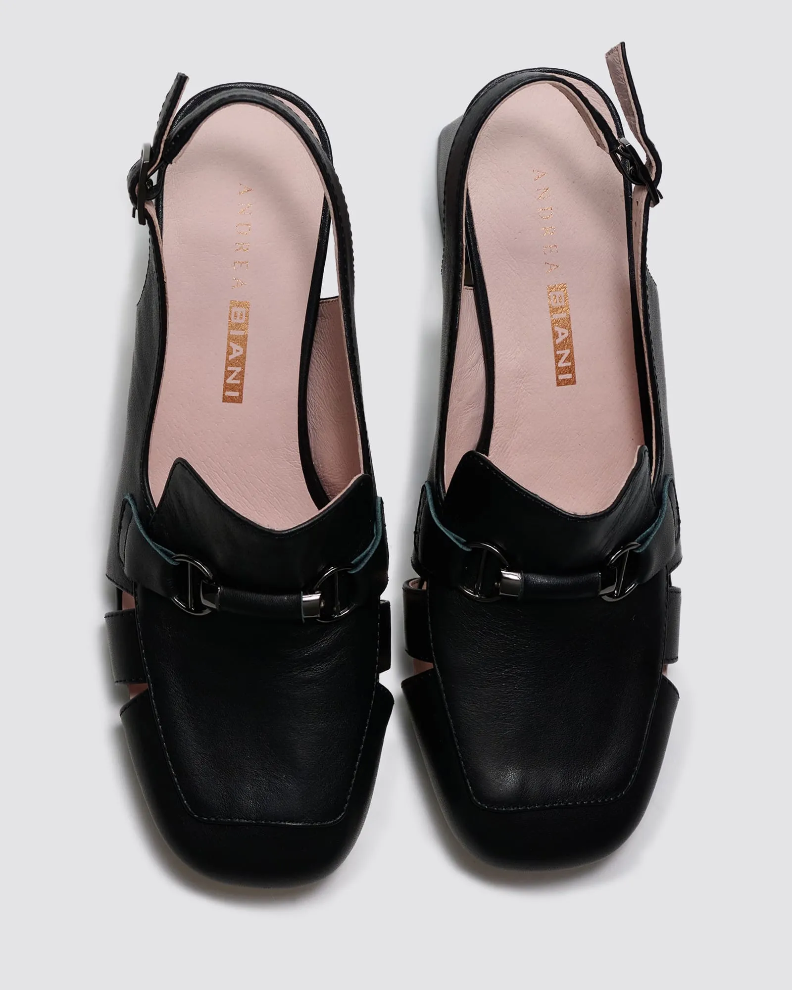 INKY SLINGBACK HEELS BLACK LEATHER