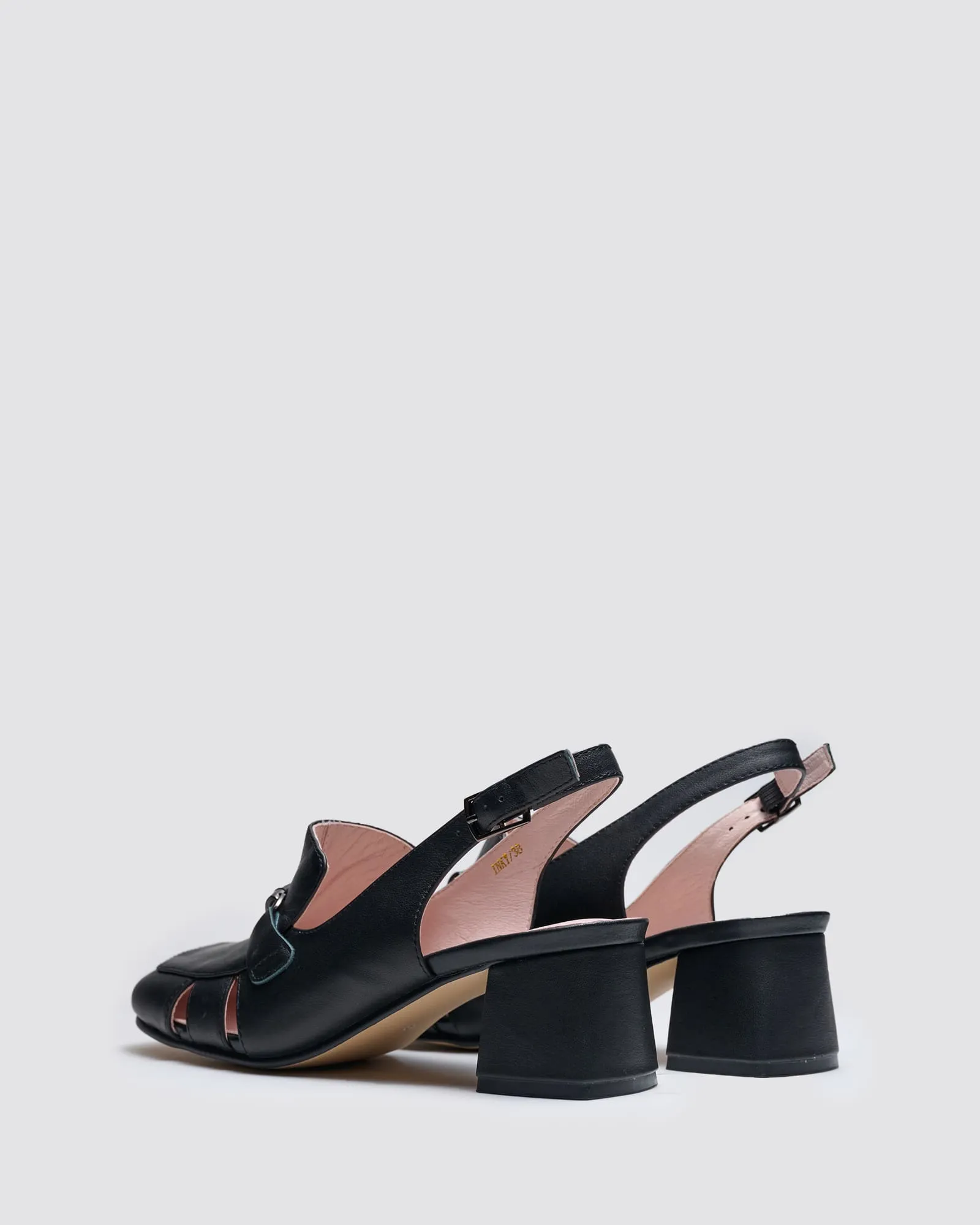 INKY SLINGBACK HEELS BLACK LEATHER