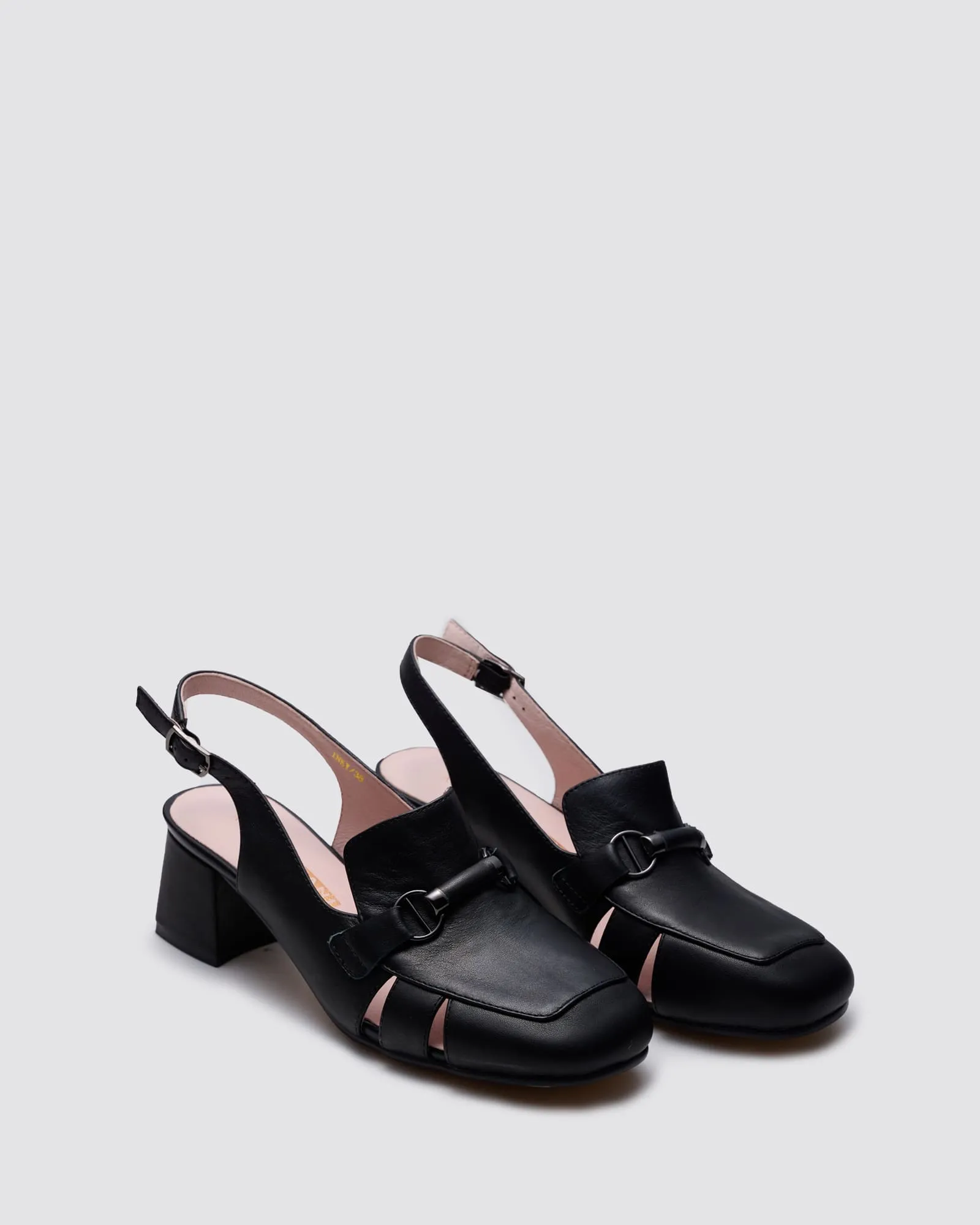 INKY SLINGBACK HEELS BLACK LEATHER