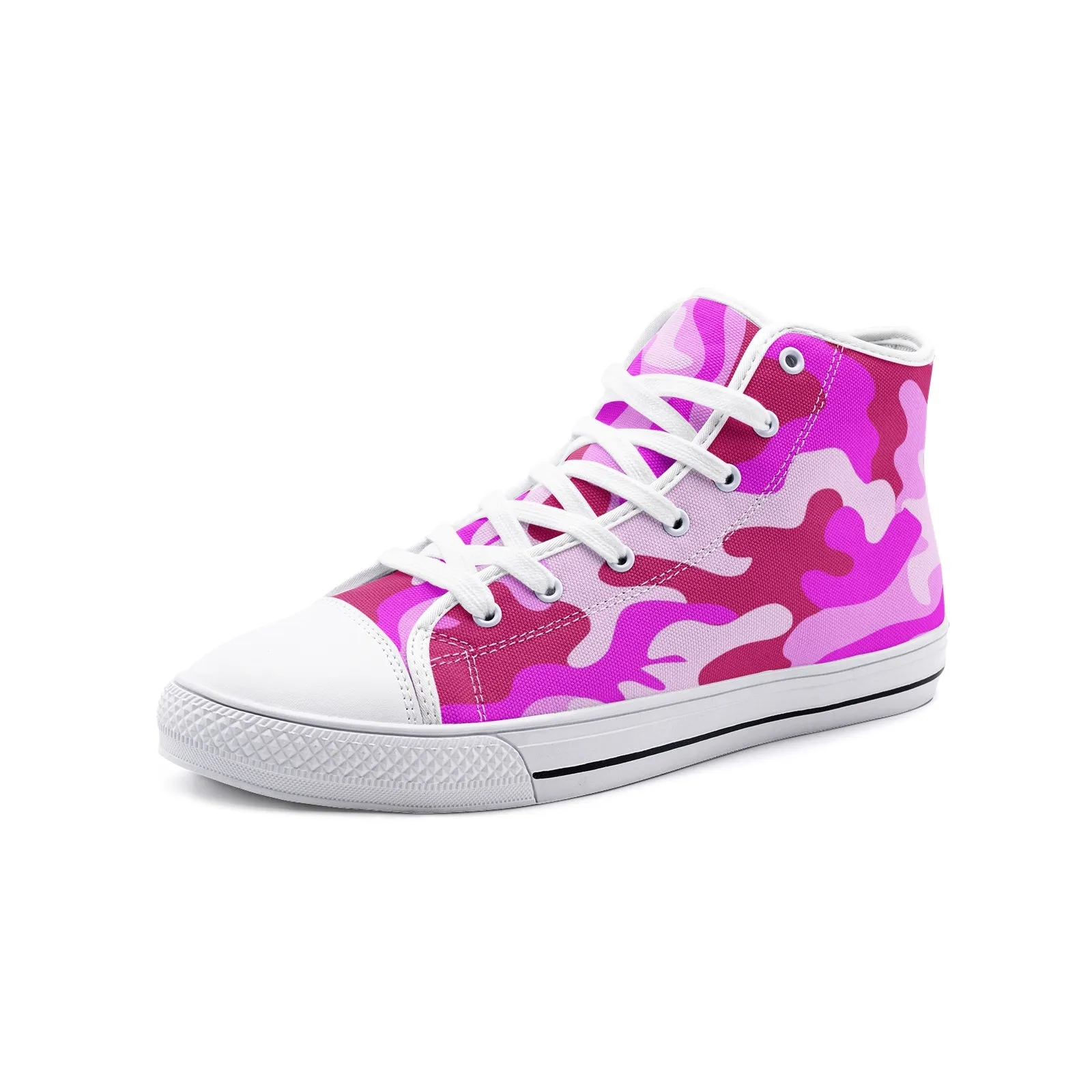Intensive Pink Camouflage Unisex High Top Canvas Shoes