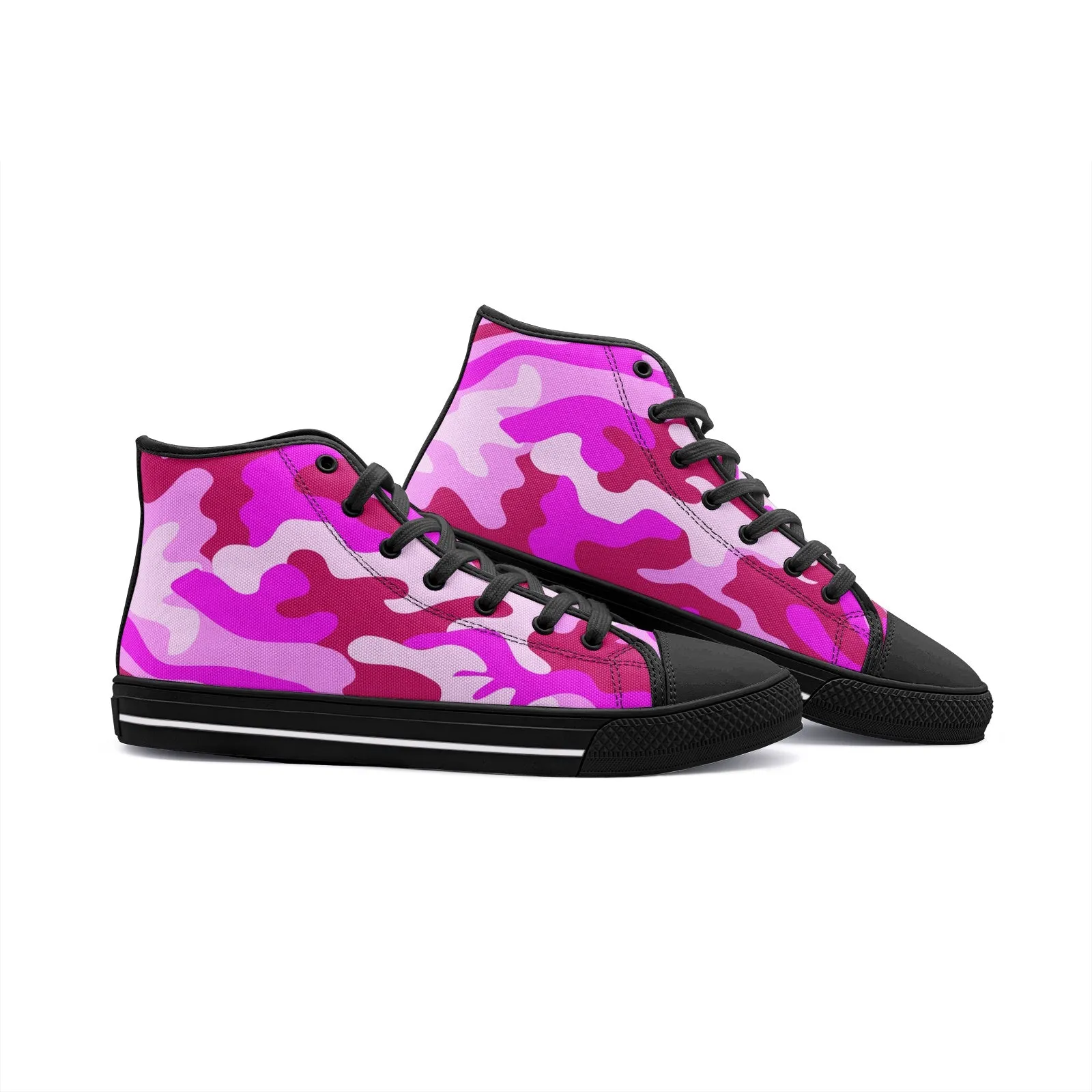 Intensive Pink Camouflage Unisex High Top Canvas Shoes