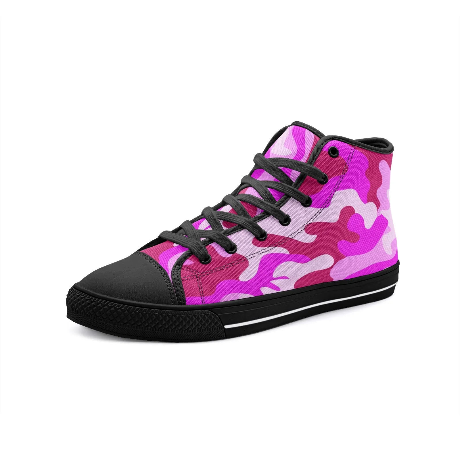 Intensive Pink Camouflage Unisex High Top Canvas Shoes