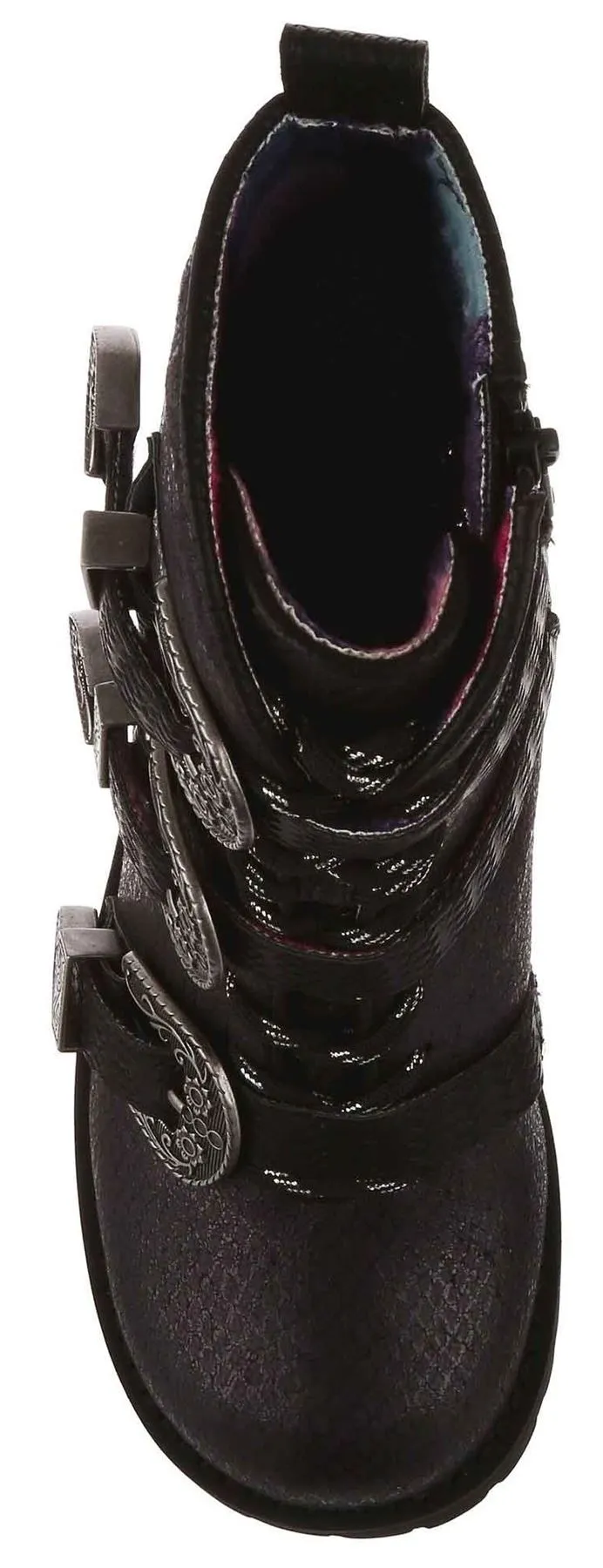 Irregular Choice Buckle Boost Black Womens Ankle Boots