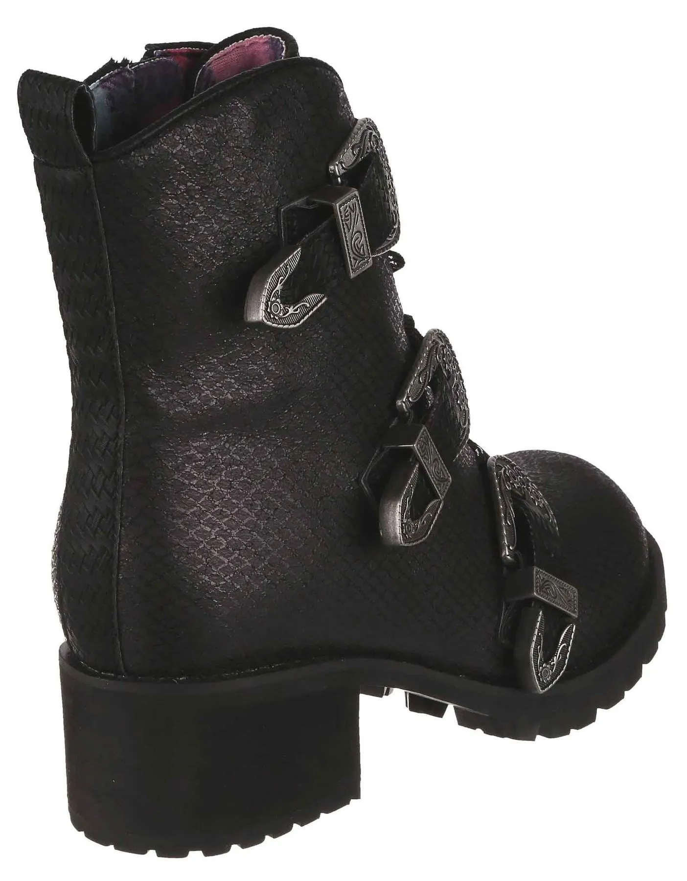 Irregular Choice Buckle Boost Black Womens Ankle Boots