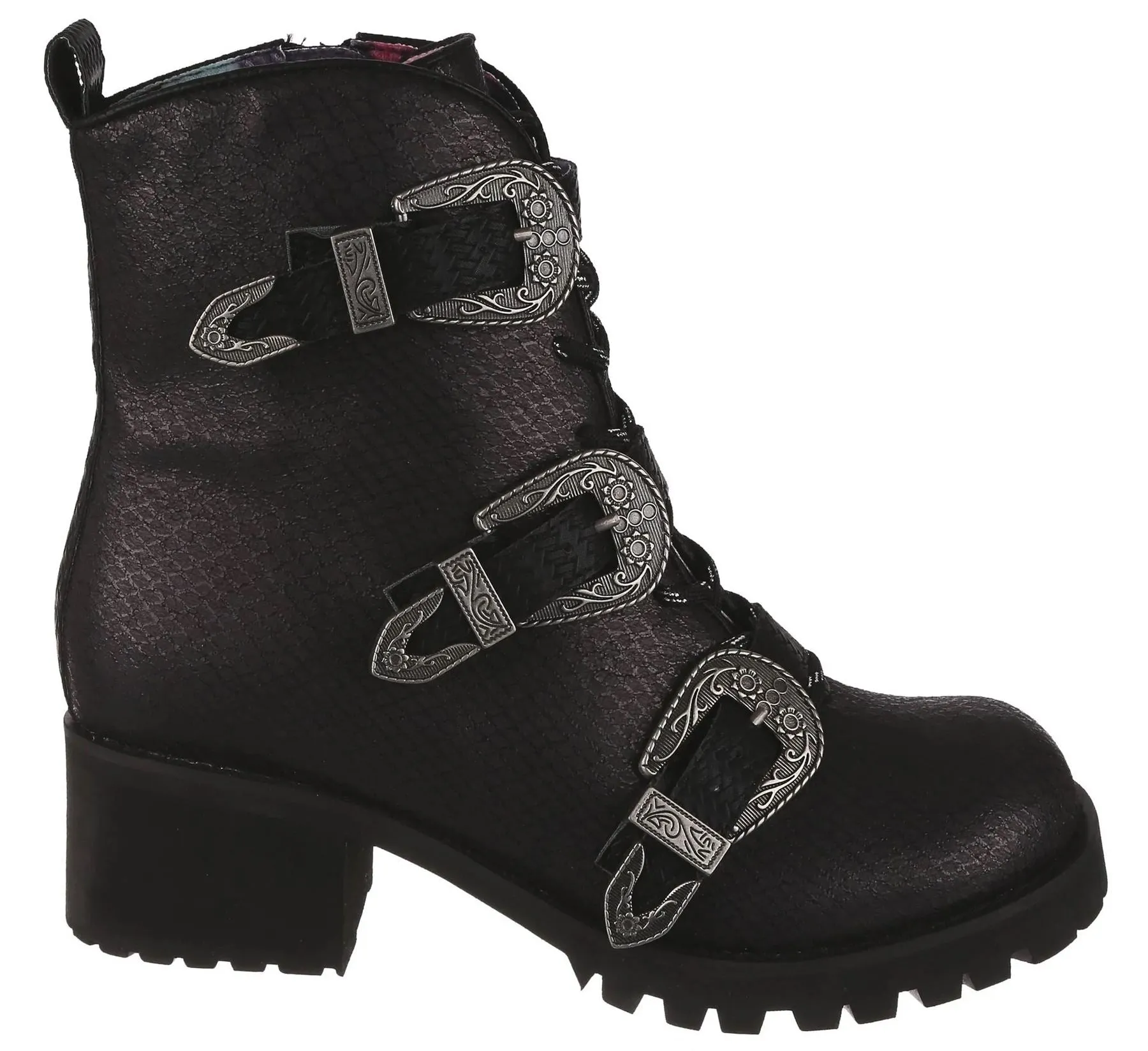 Irregular Choice Buckle Boost Black Womens Ankle Boots