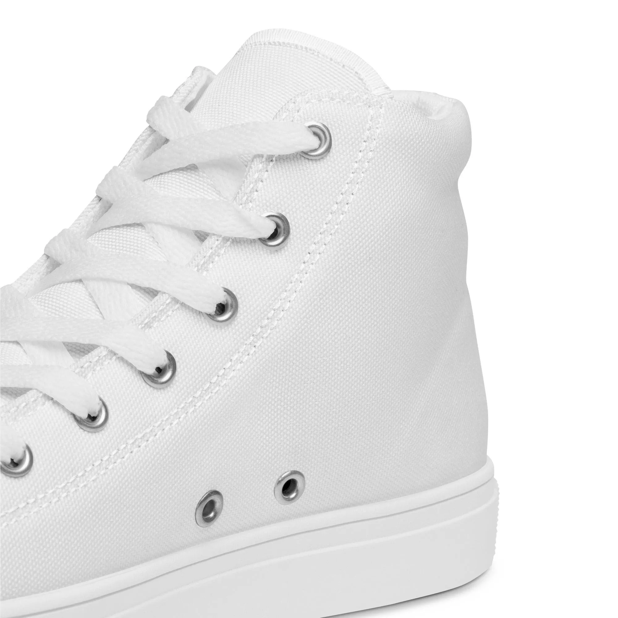 iSAW Mens White / White Black High-Top Canvas Shoes