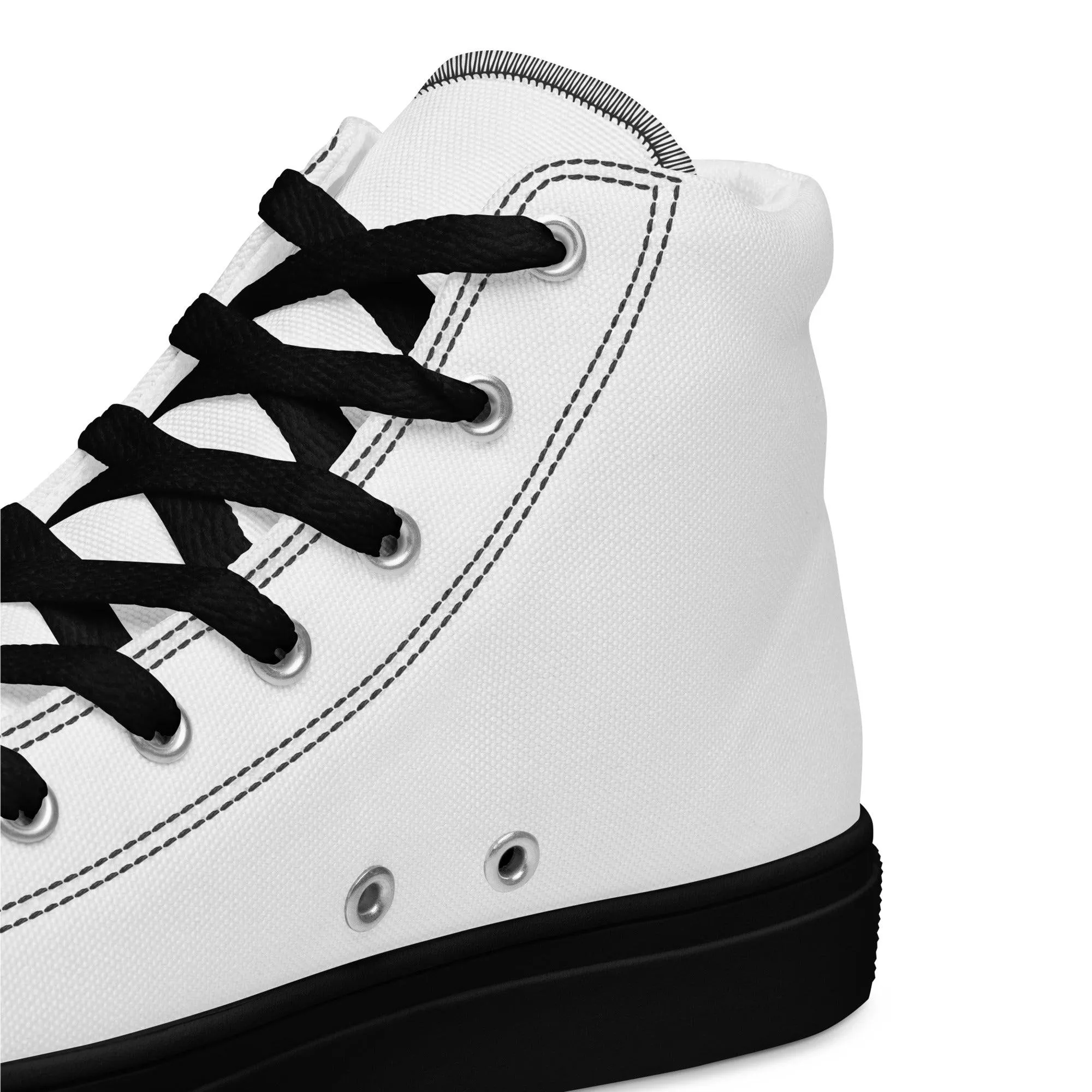 iSAW Mens White / White Black High-Top Canvas Shoes