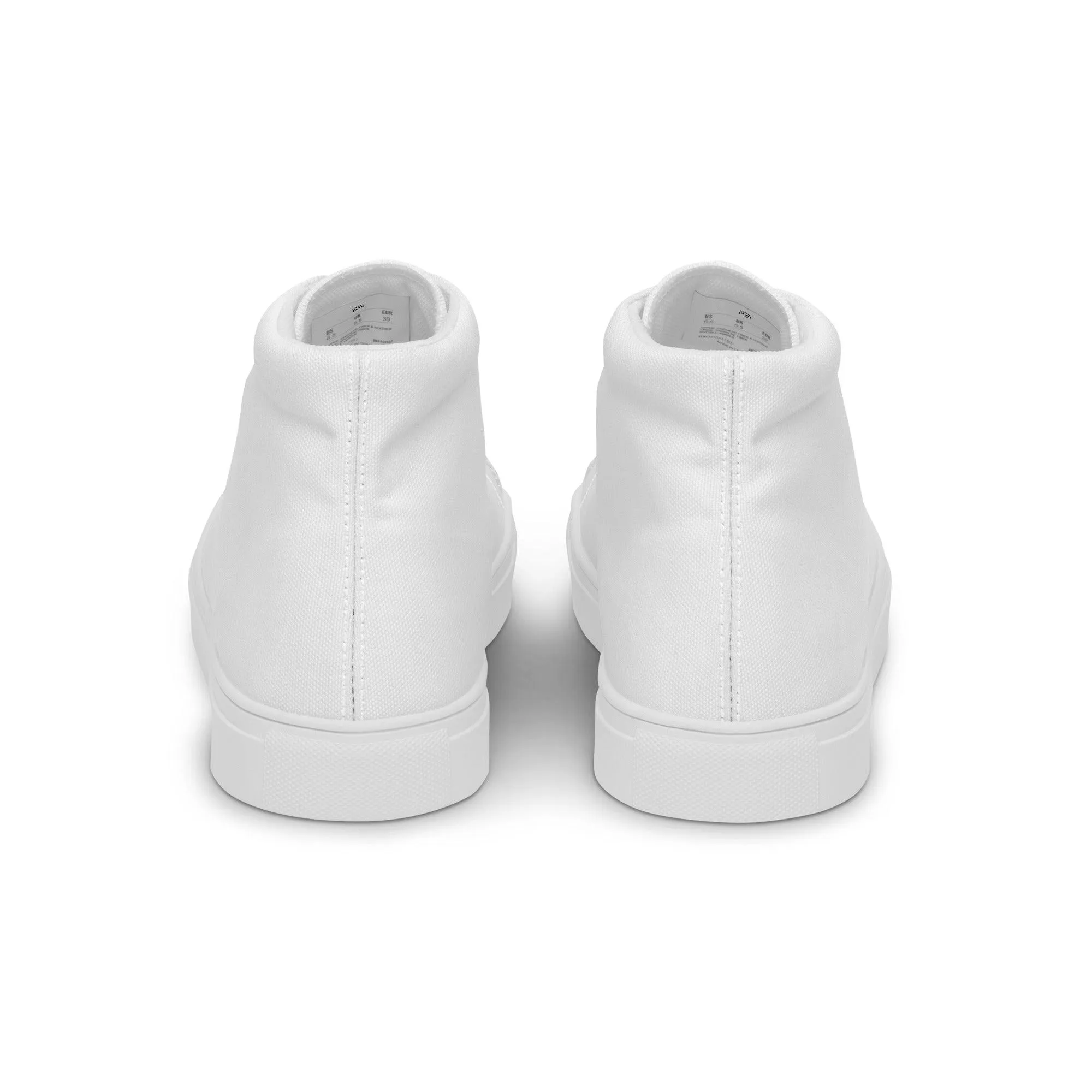 iSAW Mens White / White Black High-Top Canvas Shoes