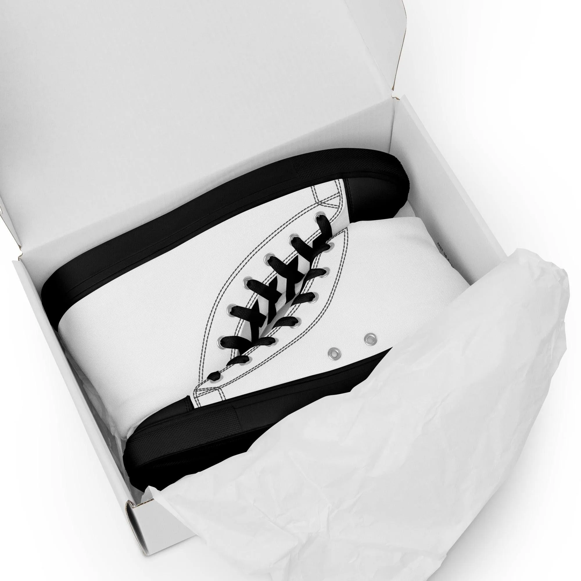 iSAW Mens White / White Black High-Top Canvas Shoes