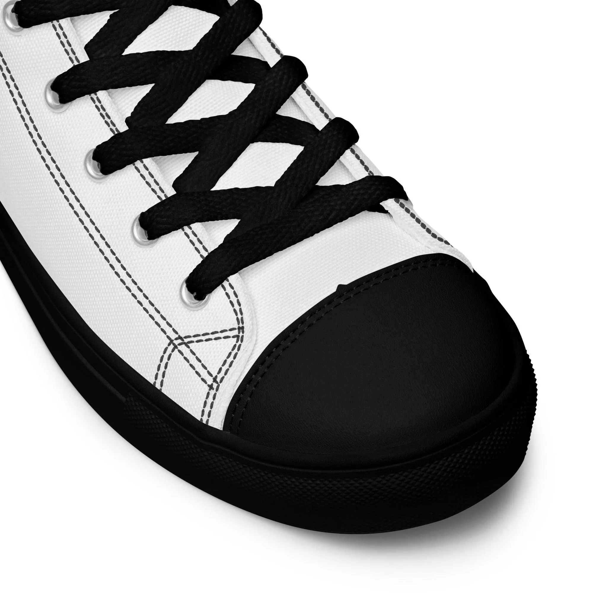 iSAW Mens White / White Black High-Top Canvas Shoes