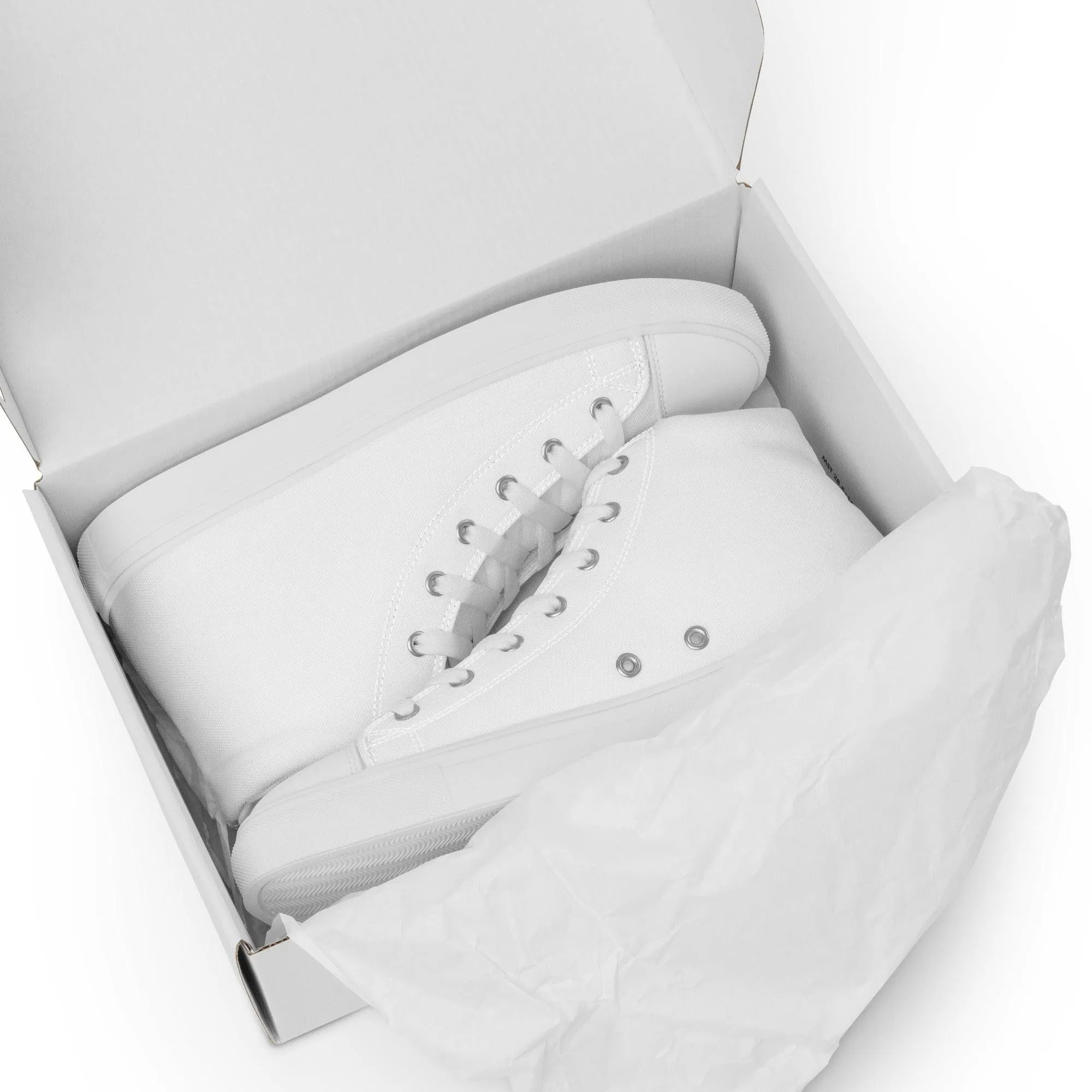 iSAW Mens White / White Black High-Top Canvas Shoes