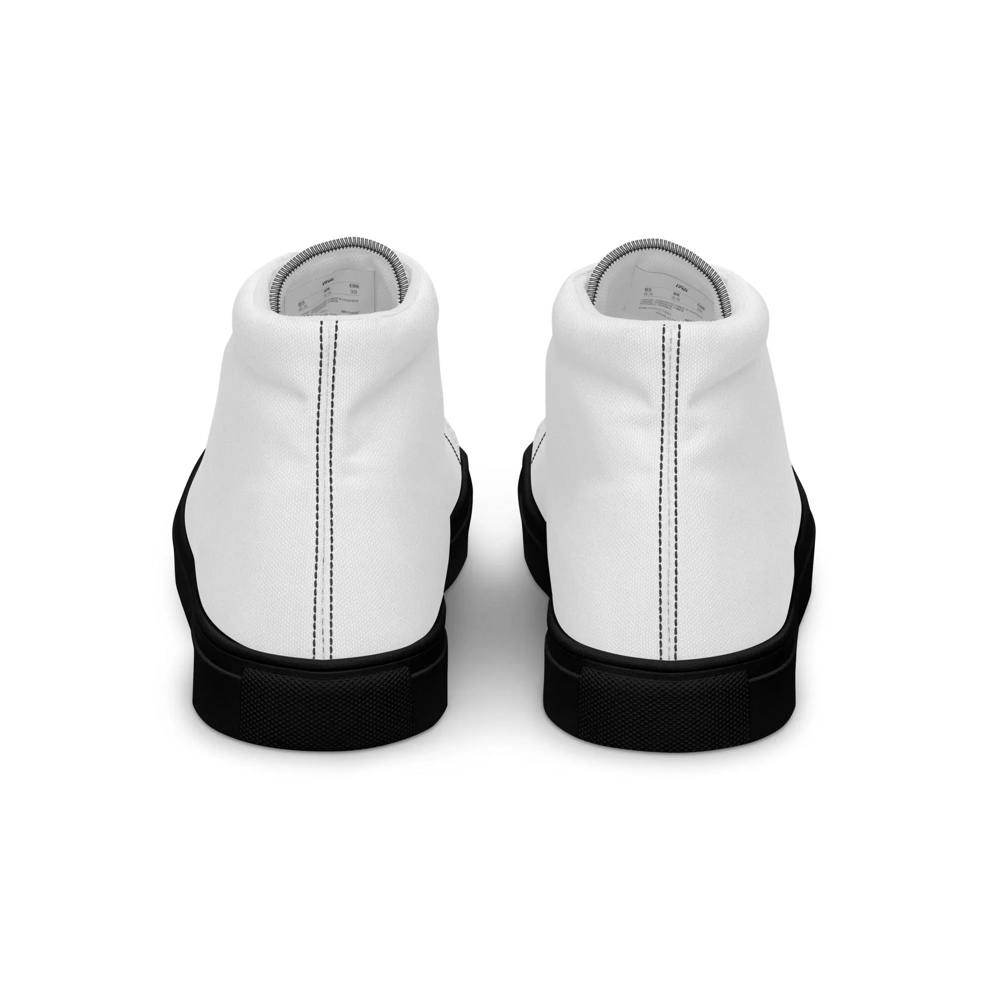 iSAW Mens White / White Black High-Top Canvas Shoes