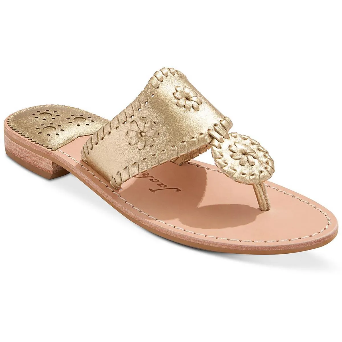 Jack Rogers Womens Jacks Flat Sandal Leather Slip On Thong Sandals