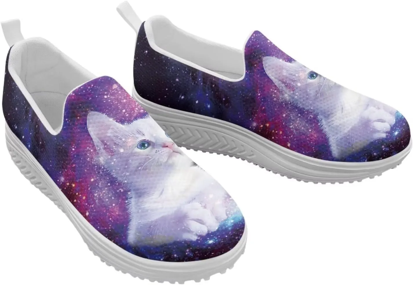 Jeiento Womens Platform Fashion Sneakers with Rocker Bottom Low Top Tennis Shoes Slip-On Walking Sneaker Work,Athletic,Casual Footwear