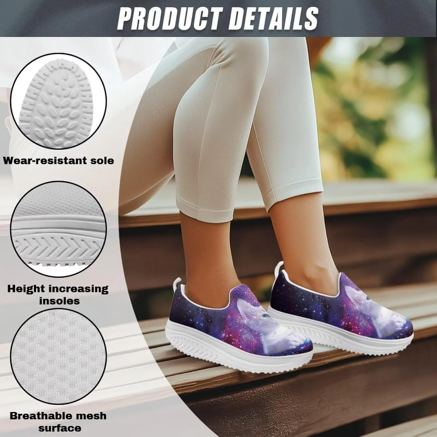 Jeiento Womens Platform Fashion Sneakers with Rocker Bottom Low Top Tennis Shoes Slip-On Walking Sneaker Work,Athletic,Casual Footwear