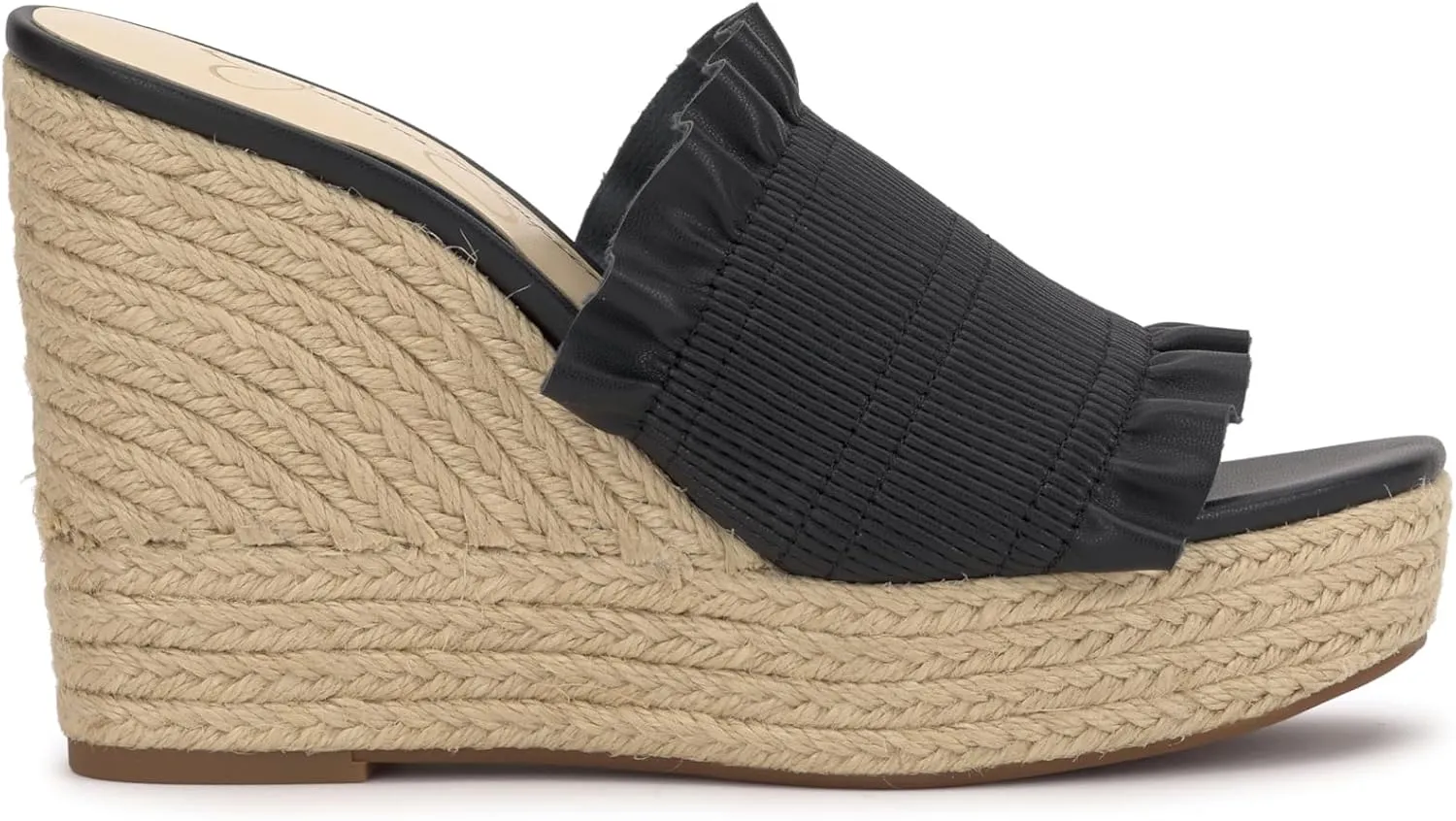 Jessica Simpson Womens Serilda Faux Leather Ruffled Wedge Sandals