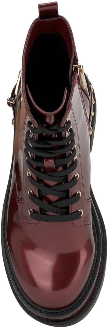 Jessica Simpson Womens Zipper Faux Leather Combat & Lace-Up Boots