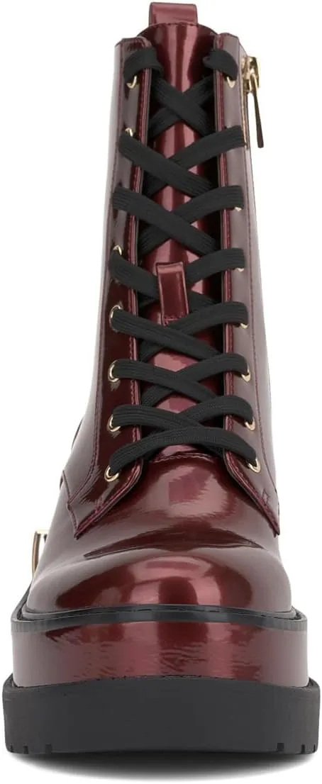 Jessica Simpson Womens Zipper Faux Leather Combat & Lace-Up Boots