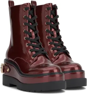 Jessica Simpson Womens Zipper Faux Leather Combat & Lace-Up Boots