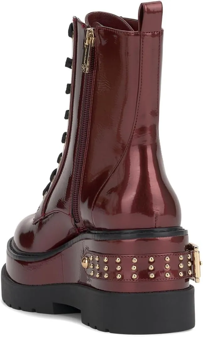 Jessica Simpson Womens Zipper Faux Leather Combat & Lace-Up Boots