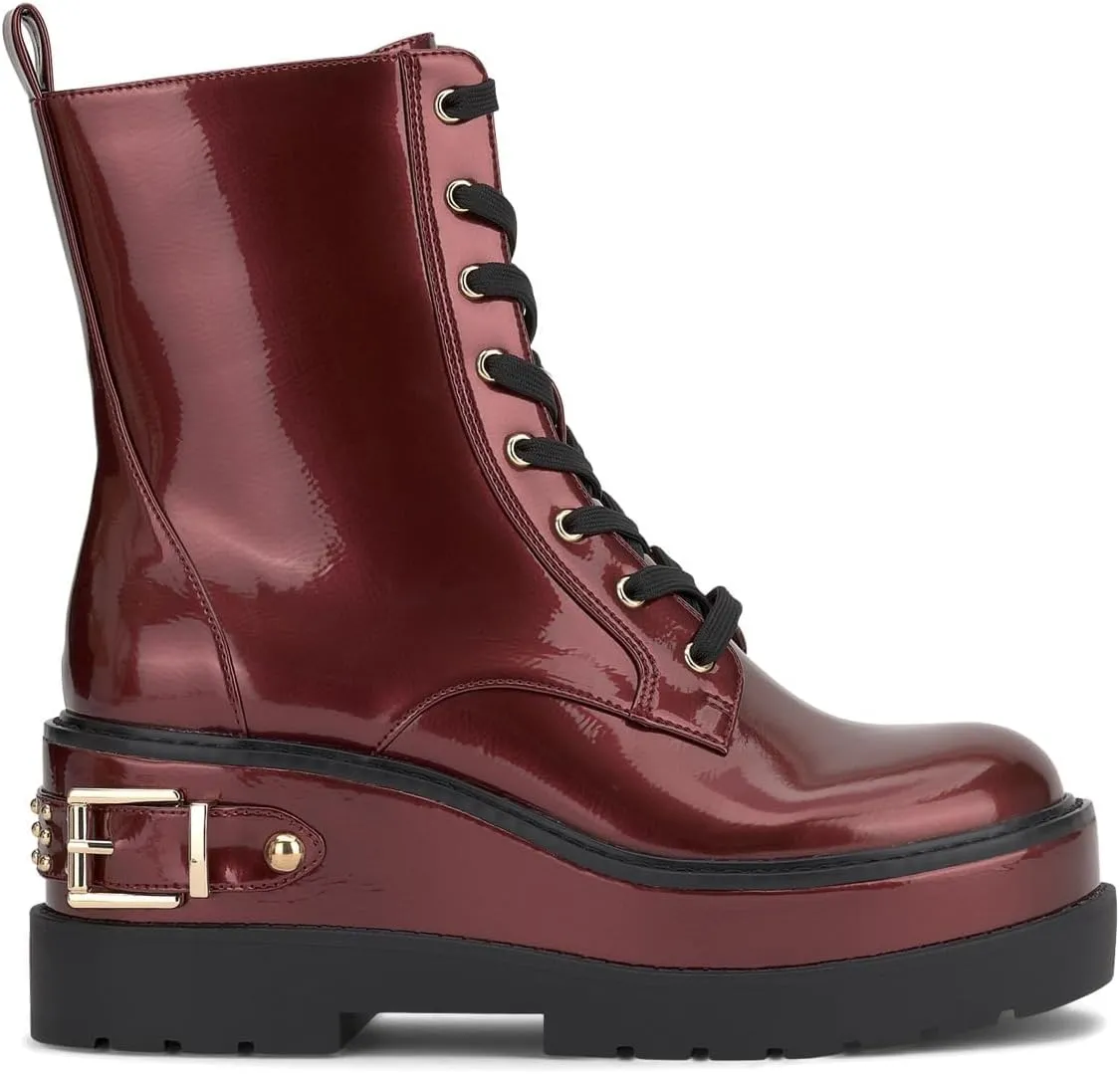 Jessica Simpson Womens Zipper Faux Leather Combat & Lace-Up Boots