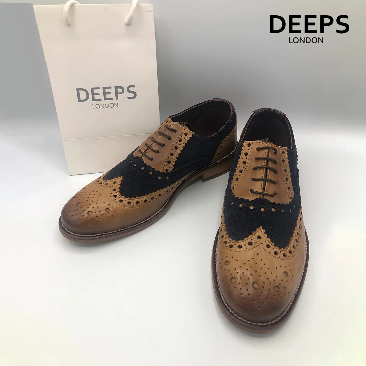 JIM LONDON BROGUES HANDCRAFTED GATSBY MEN'S SHOES TANNAVY