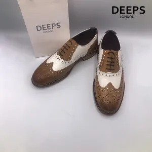 JIM LONDON BROGUES HANDCRAFTED GATSBY MEN'S SHOES TANWHITE